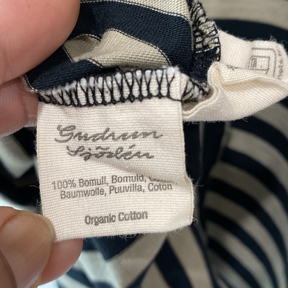 Gudrun Sjoden Essential Classic Black Tan Casual Striped Long Sleeve Shirt Top L - Picture 3 of 4